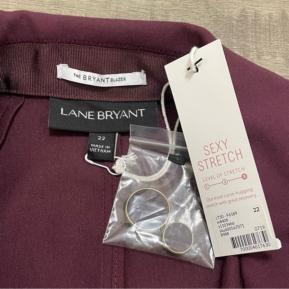 Lane Bryant "the Bryant Blazer" Women's Size 22 Burgundy Stretch NWT - Picture 7 of 8
